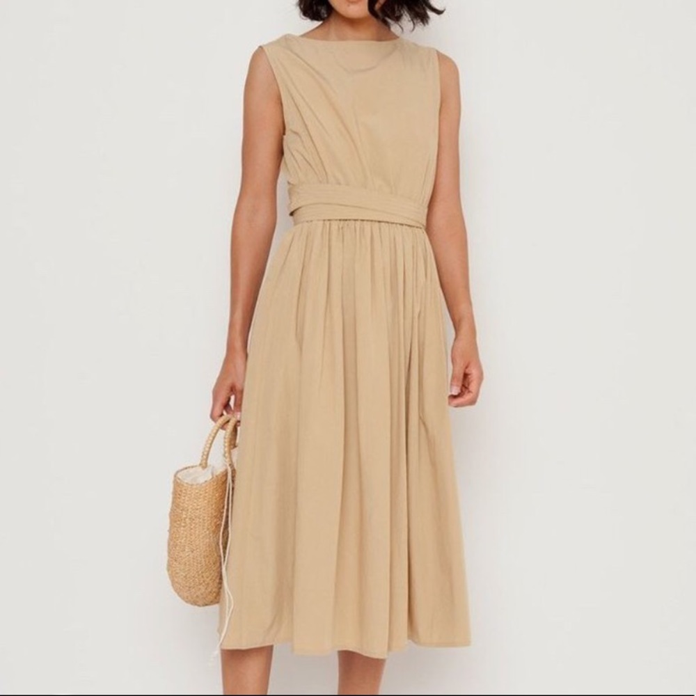 Like new beautiful tan cotton poplin wrap dress